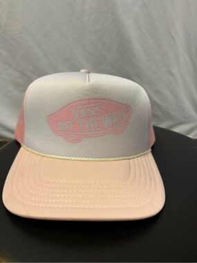 Vans Pink and White Trucker Hat with Logo